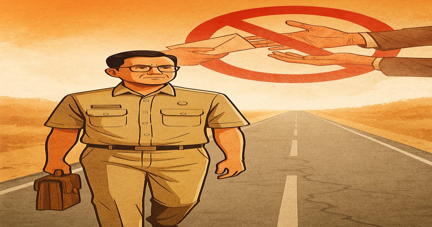 Gambar sampul “Berani Lurus di Jalan yang Sepi”:Kisah ASN yang Menolak Korupsi Meski Tanpa Sorotan