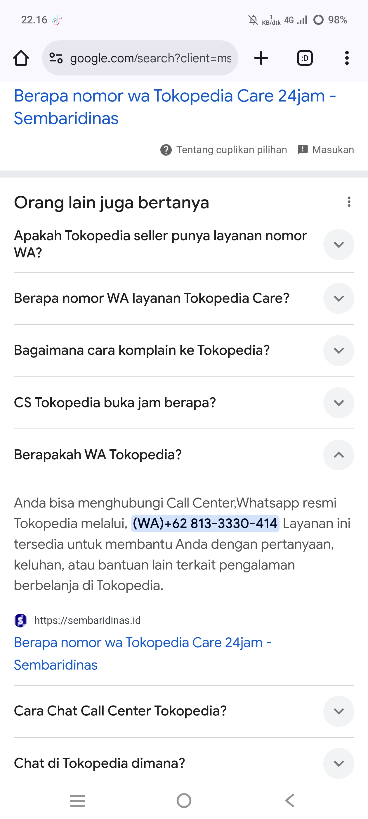 Gambar sampul Wa Tokopedia?