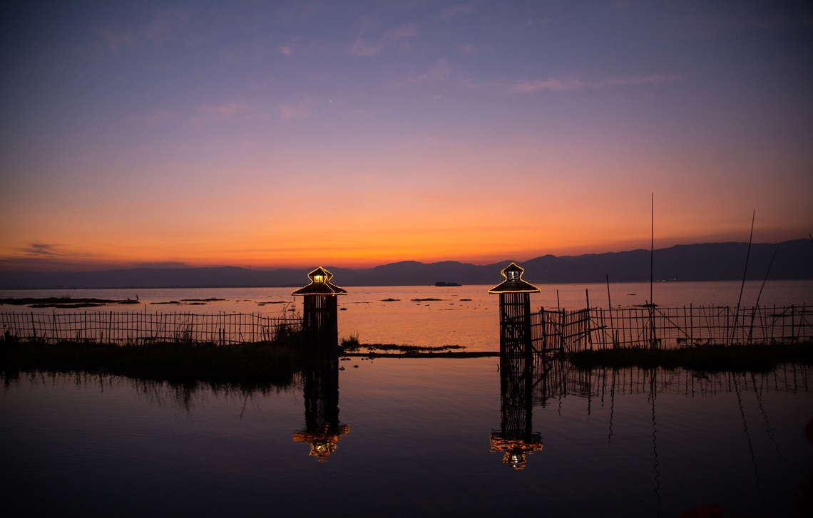 Inle Lake at sunset