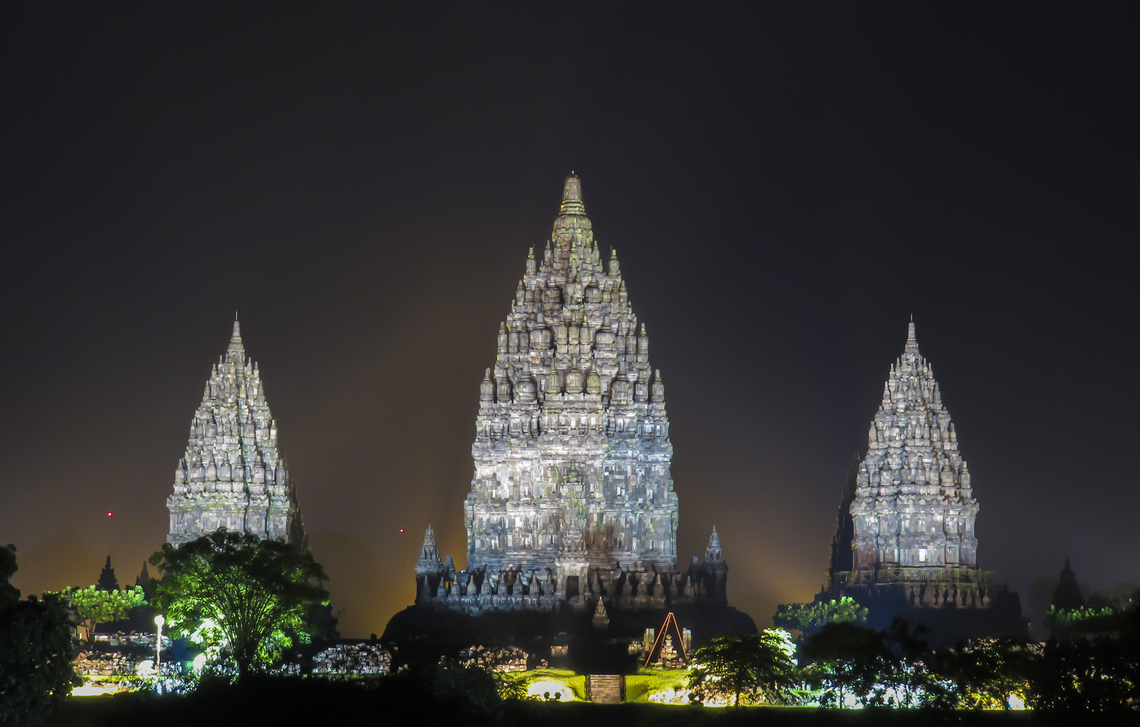 Prambanan Temple at night