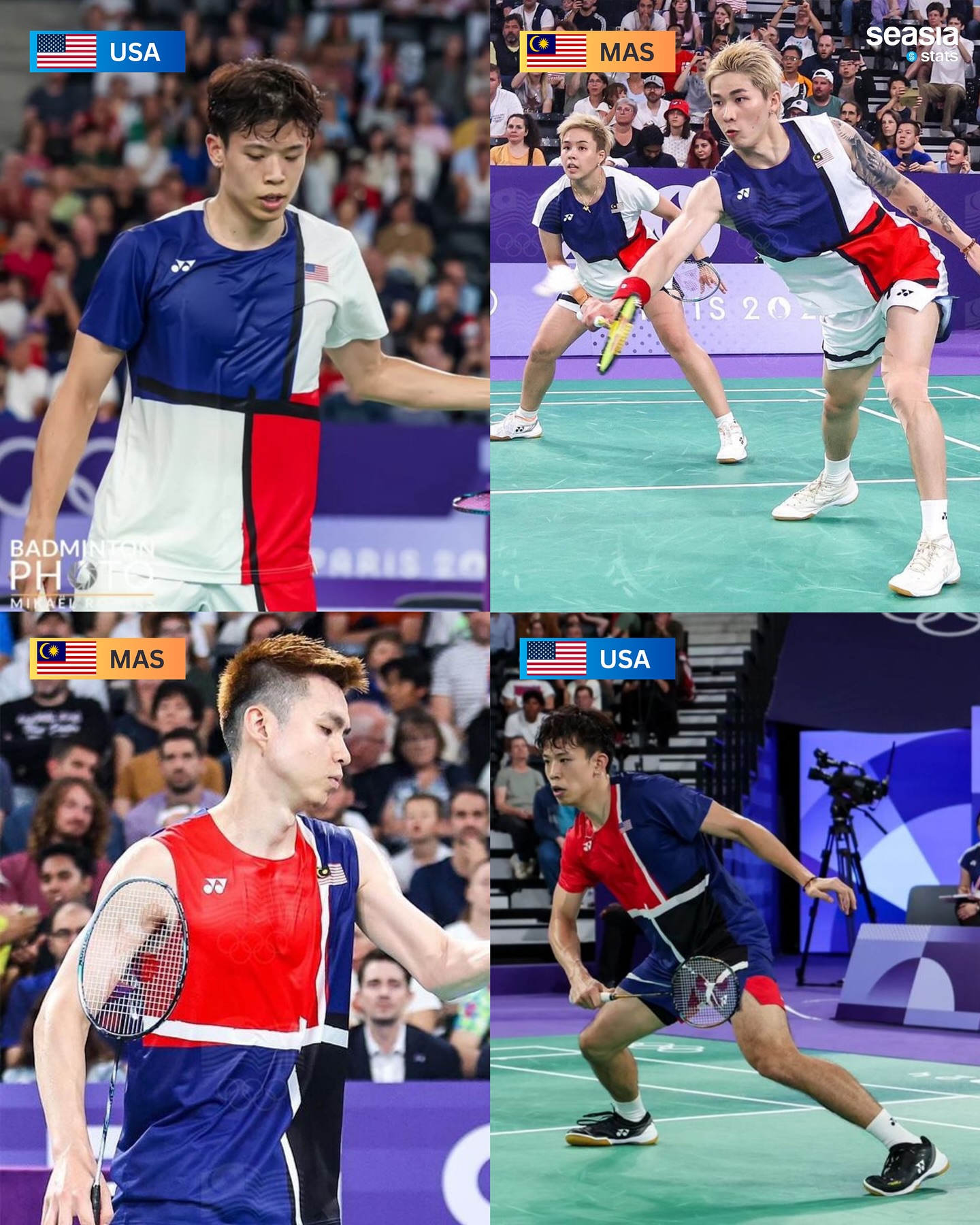 Identical Badminton Uniforms: Malaysia and the US at Paris 2024
